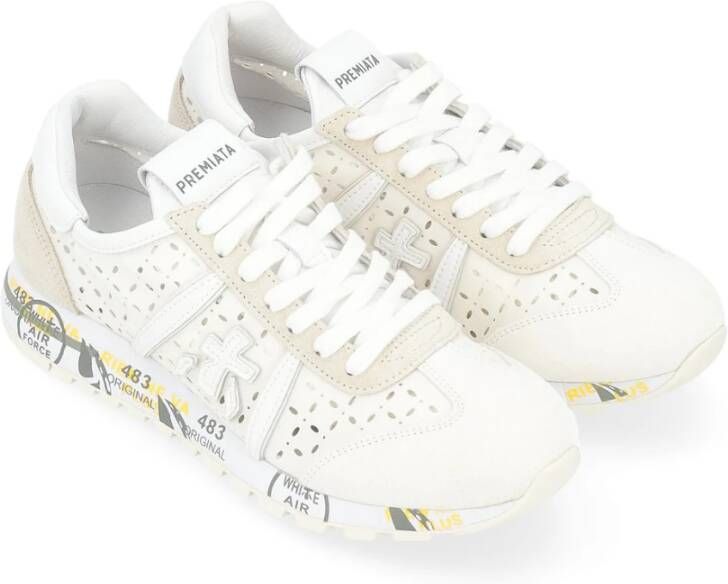 Premiata Witte Geperforeerde Leren Sneaker Lucyd Multicolor Dames