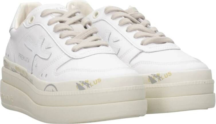 Premiata Witte Leren Platform Sneakers White Dames