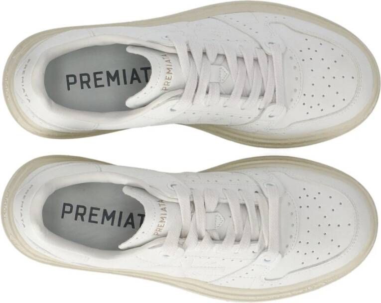 Premiata Low-Top Sneakers Leather Quinnd 7424 Sneaker With Stitched Logo in wit