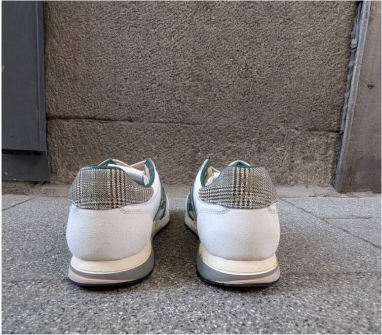 Premiata Witte leren sneaker met groene accenten