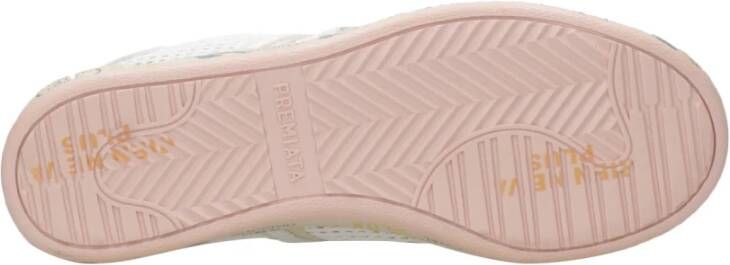 Premiata Witte Leren Sneakers Mesh Ronde Neus