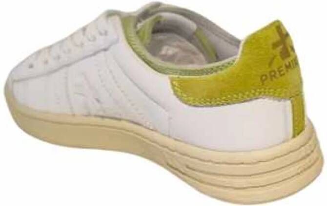 Premiata Witte leren sneakers met anijskleurige spoiler