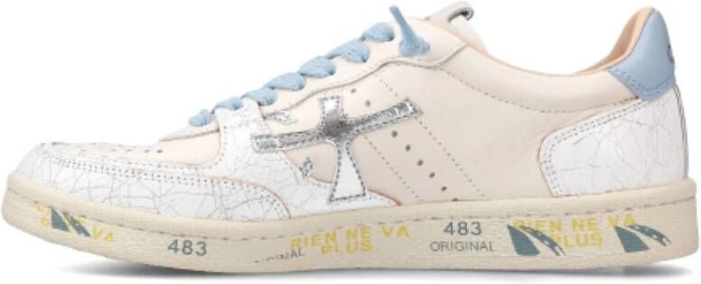 Premiata Witte Leren Sneakers met Blauwe Details