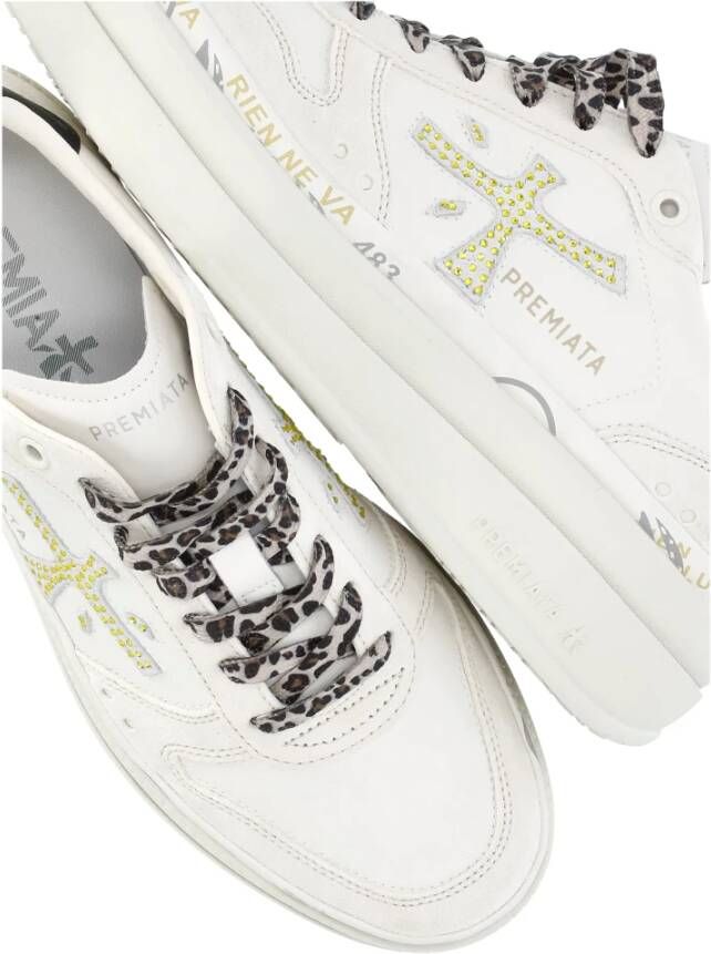 Premiata Witte Leren Sneakers met Logodetail