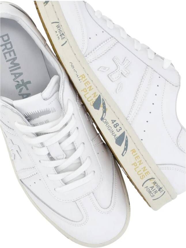 Premiata Witte Leren Sneakers Ronde Neus Logo White Dames