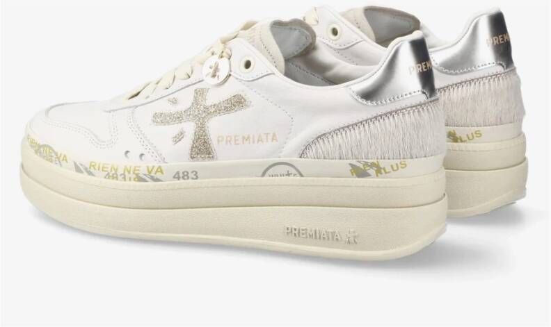 Premiata Witte Leren Sneakers Veters Logo
