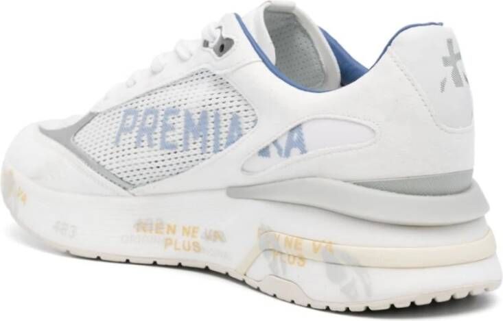 Premiata Witte Panelen Leren Sneakers Multicolor Heren