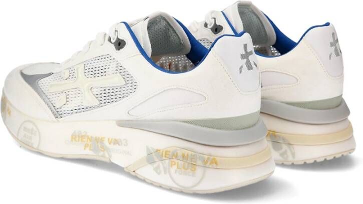 Premiata Witte Sneakers met Grijze en Blauwe Accenten