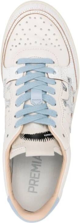 Premiata Witte Sneakers Paneelontwerp Gekreukte Afwerking