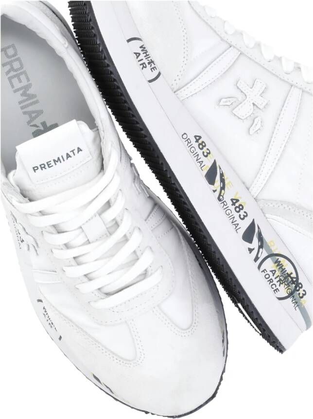 Premiata Witte Sneakers Ronde Neus Logo Hiel White Dames