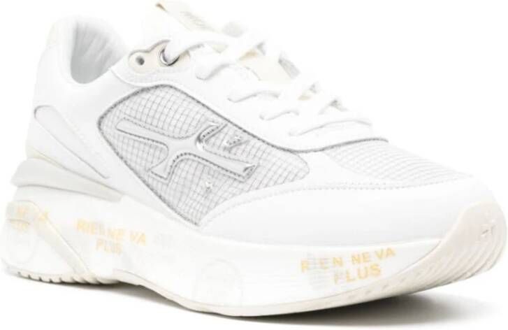 Premiata Witte Sneakers Ronde Neus Logo Patch White Dames