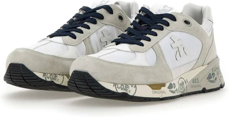 Premiata Witte Suède Sneakers met Nylon Inzetstukken