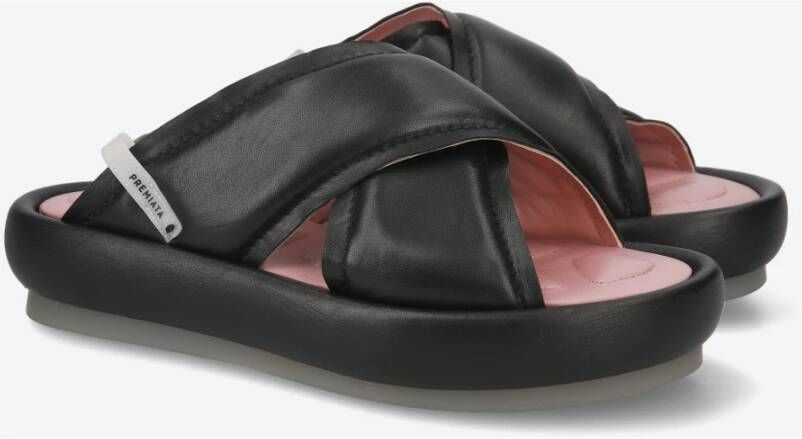 Premiata Zachte sleehak sandalen met gewatteerde nappa Black Dames