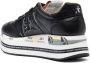 Premiata Chunky Leren Sneaker met Klassieke Prints Black Dames - Thumbnail 10
