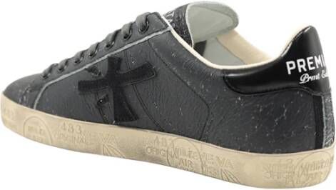Premiata Zwarte Ergonomische Vetersluiting Sneakers Black Heren