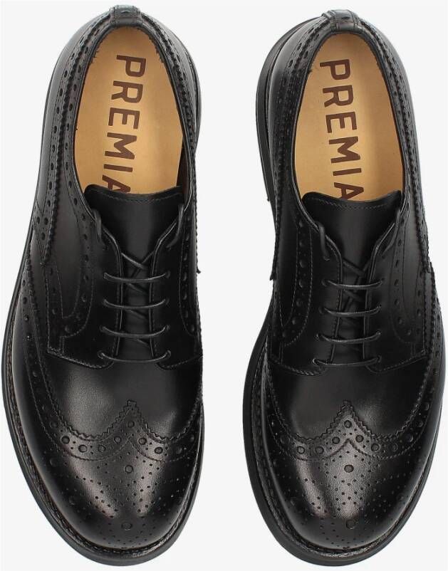 Premiata Zwarte leren veterschoenen