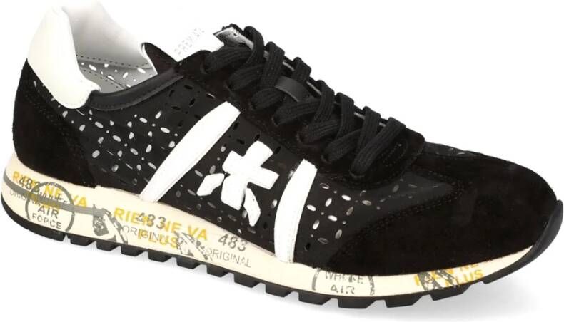 Premiata Zwarte Lucy Sneakers met Geperforeerd Detail Black Dames