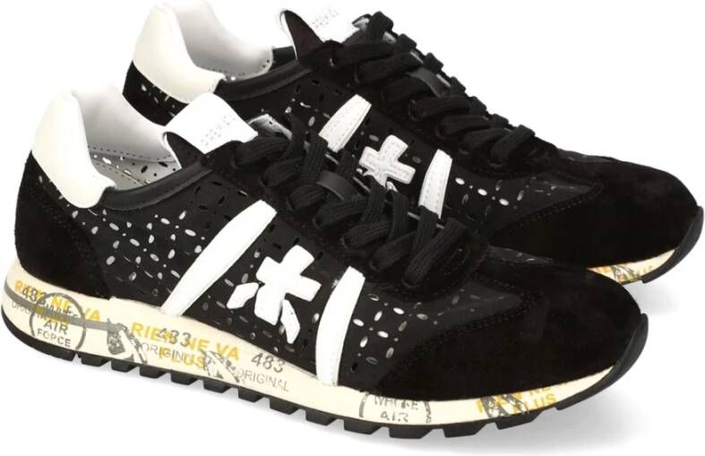 Premiata Zwarte Lucy Sneakers met Geperforeerd Detail Black Dames