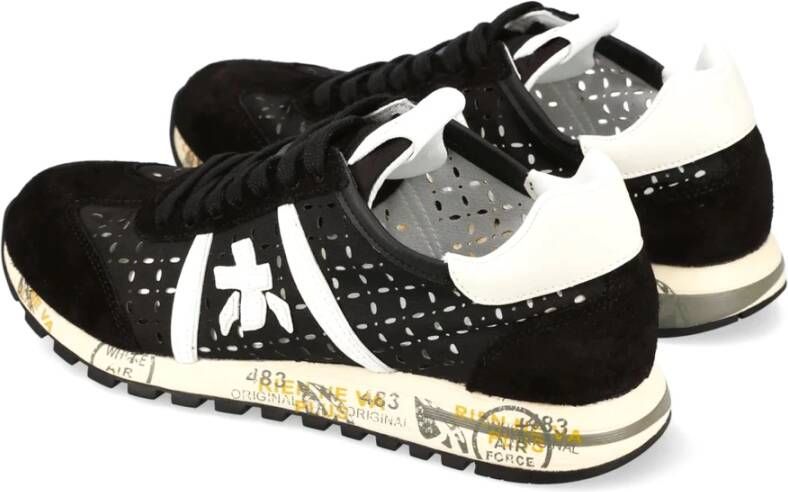 Premiata Zwarte Lucy Sneakers met Geperforeerd Detail Black Dames