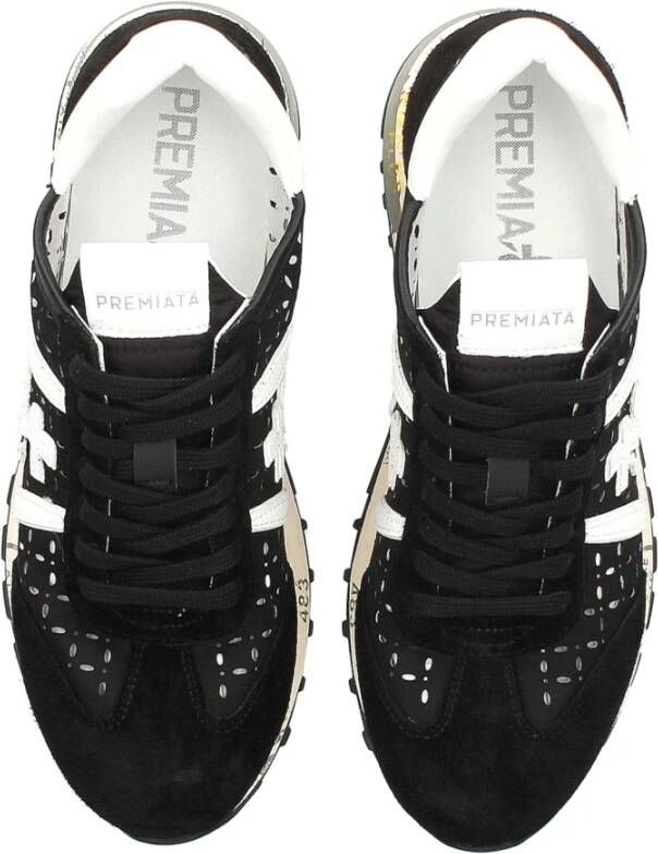 Premiata Zwarte Lucy Sneakers met Geperforeerd Detail Black Dames
