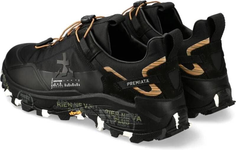 Premiata Zwarte Platte Schoenen met Kruisdesign Black Heren