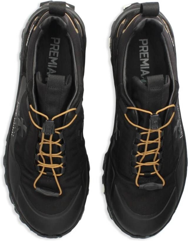 Premiata Zwarte Platte Schoenen met Kruisdesign Black Heren