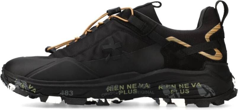 Premiata Zwarte Platte Schoenen met Kruisdesign Black Heren
