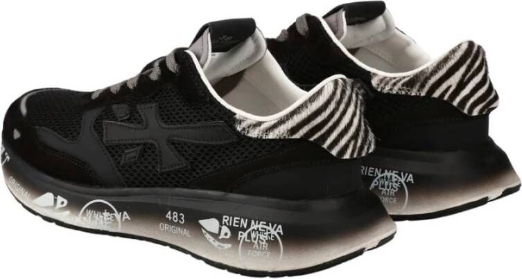 Premiata Zwarte suède Lauryn sneakers met zebradetail