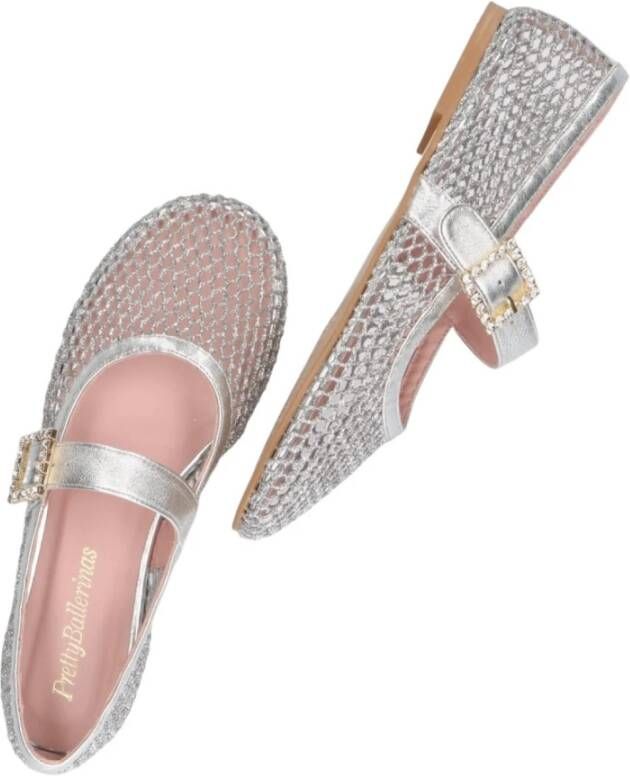 Pretty Ballerinas Zilveren Mesh Ballerina`s