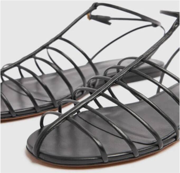 Proenza Schouler Zwarte Leren Cage Sandalen Black Dames
