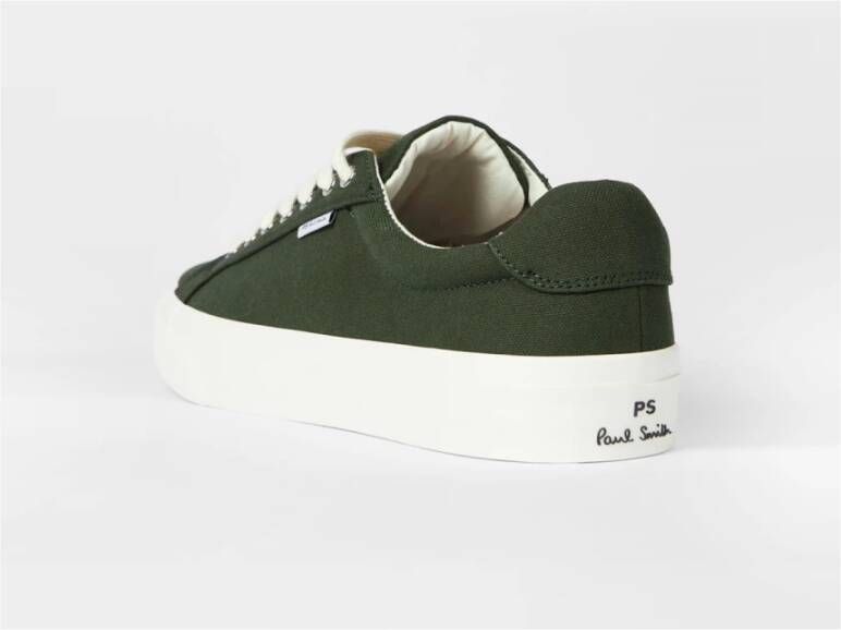PS By Paul Smith Groene Canvas Lage Top Veterschoenen