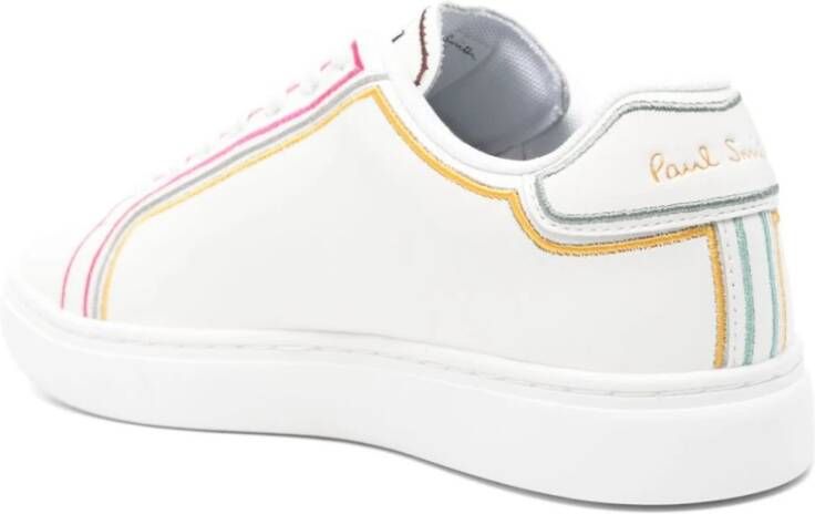 PS By Paul Smith Witte Geborduurde Sneakers Ronde Neus