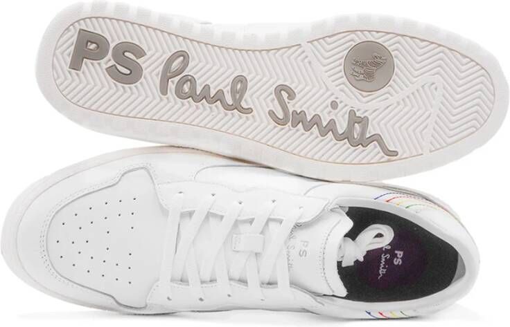 PS By Paul Smith Witte leren sneakers met stiksel White Heren