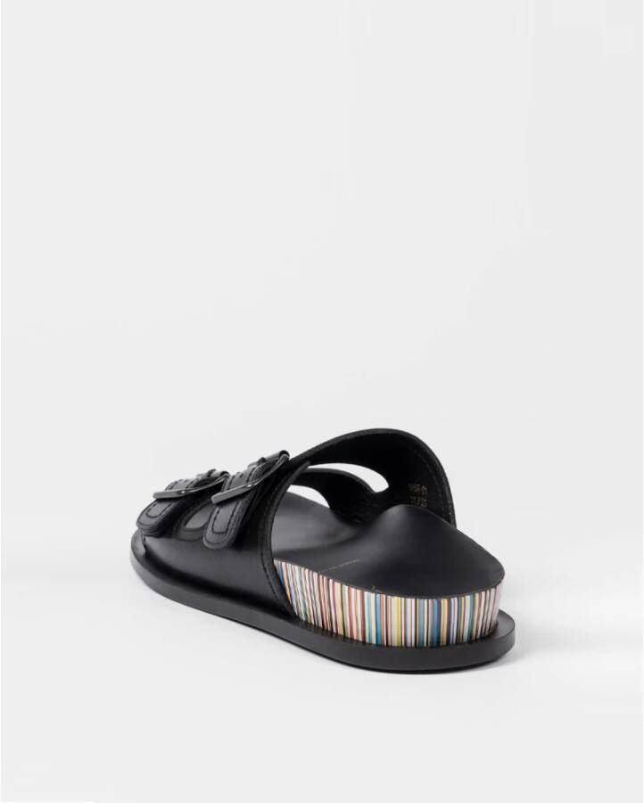 PS By Paul Smith Zwarte leren instap sandalen met dubbele gesp