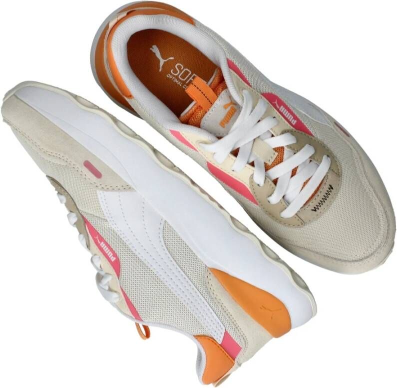 Puma Beige Runtamed Platform Sneaker met Roze en Oranje Accents Multicolor Heren