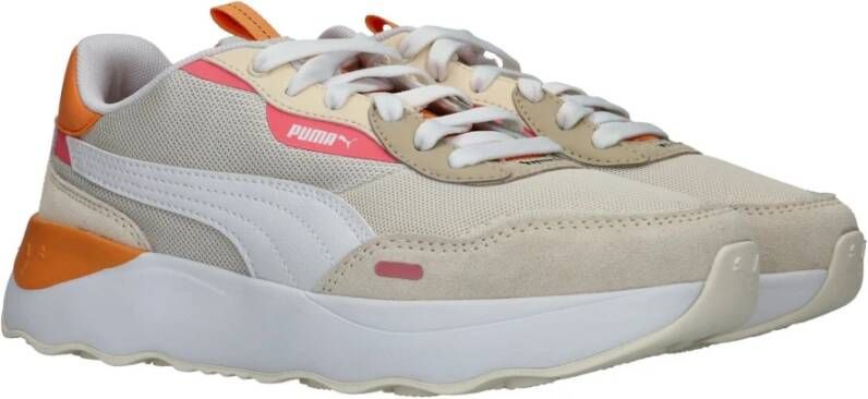 Puma Beige Runtamed Platform Sneaker met Roze en Oranje Accents Multicolor Heren