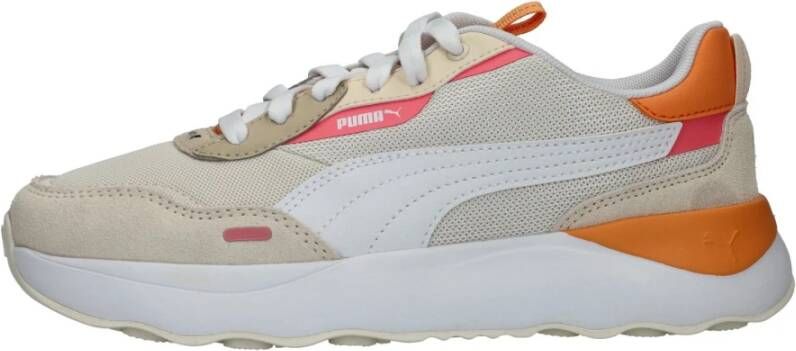 Puma Beige Runtamed Platform Sneaker met Roze en Oranje Accents Multicolor Heren