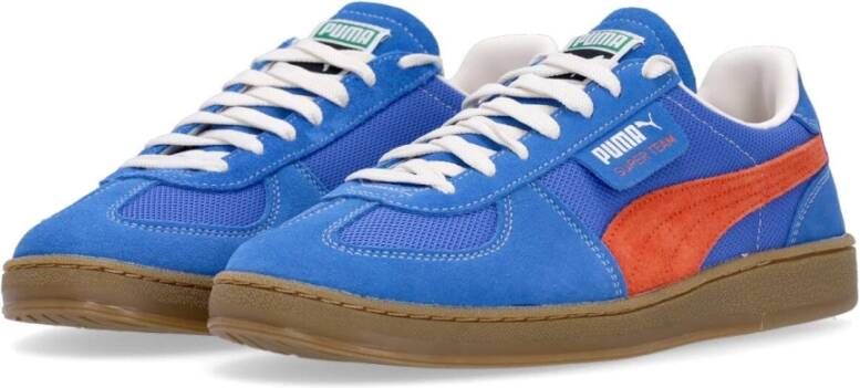 Puma Blauw Oranje Suède Lage Schoen Blue Heren