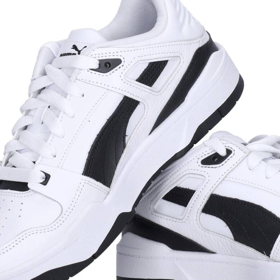 Puma Lage Leren Sneaker Wit Zwart White Heren