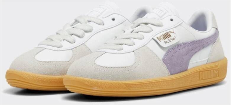 Puma Witte Leren Sneakers met Bleek Pruim Multicolor Dames