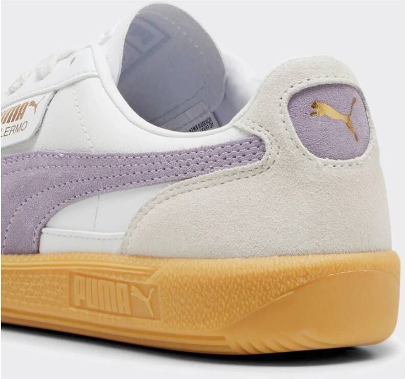 Puma Witte Leren Sneakers met Bleek Pruim Multicolor Dames