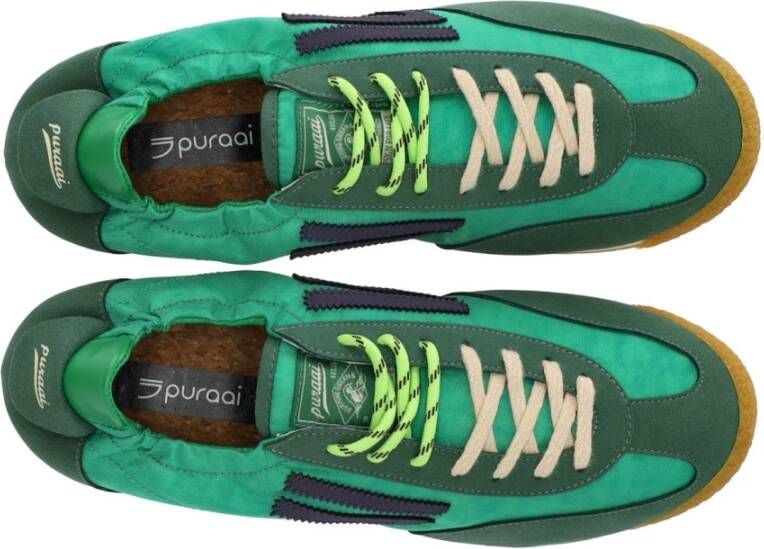 Puraai Sneaker in smaragdgroen vegan met paarse details