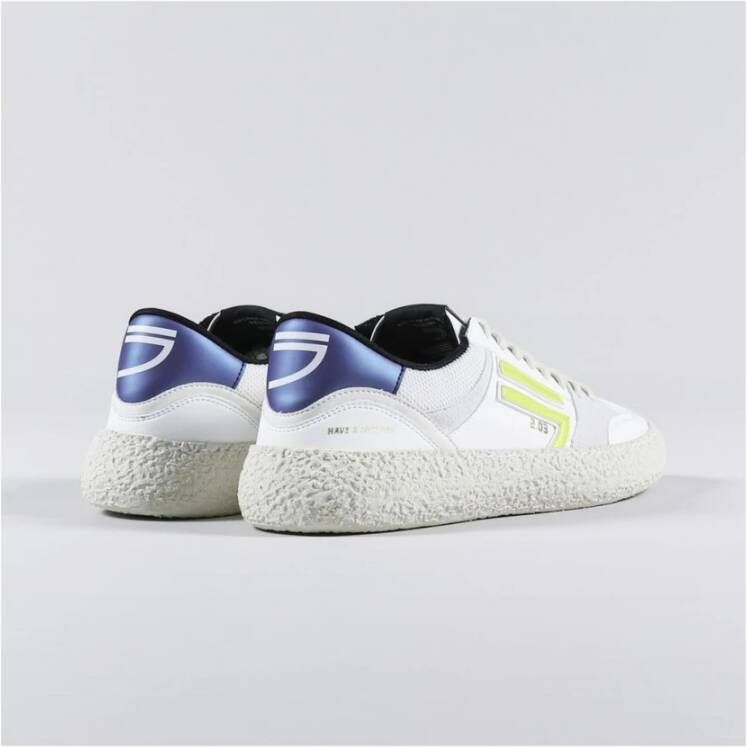 Puraai Vintage Stijl Witte Vegan Sneakers met Lime Groen Logo