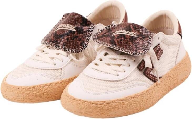 Puraai Witte Eco-leer Slangenprint Sneakers