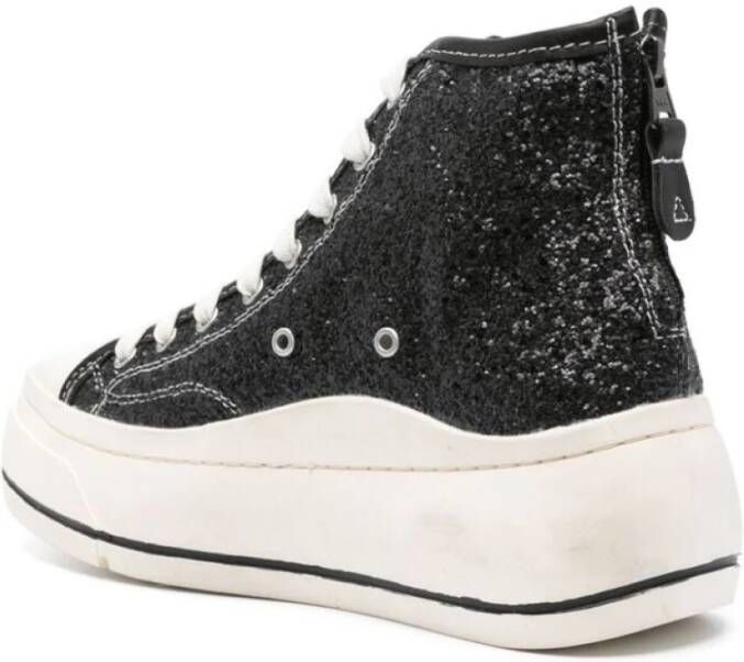 R13 Zwarte Glitter Sneakers met Contraststiksels Black Dames