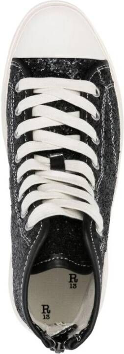 R13 Zwarte Glitter Sneakers met Contraststiksels Black Dames