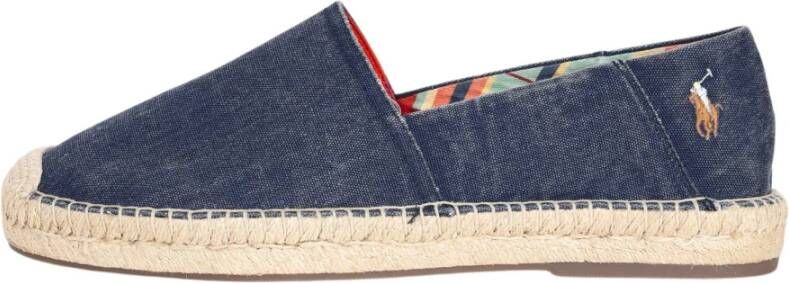 Ralph Lauren Blauwe Canvas Espadrilles Handgestikt Blue Heren