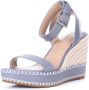 Ralph Lauren Ocean Nappa Leren Espadrille Sleehakken Blue Dames - Thumbnail 7