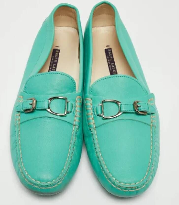 Ralph Lauren Pre-owned Leather flats Green Dames