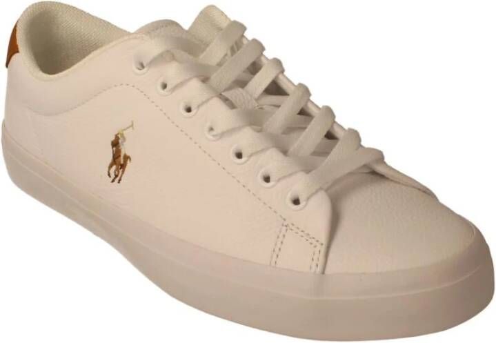 Ralph Lauren Witte Leren Sneakers met Kameeldetail Beige Heren